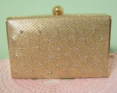 Vintage Gold Metallic Box Purse-  Vintage Handbag