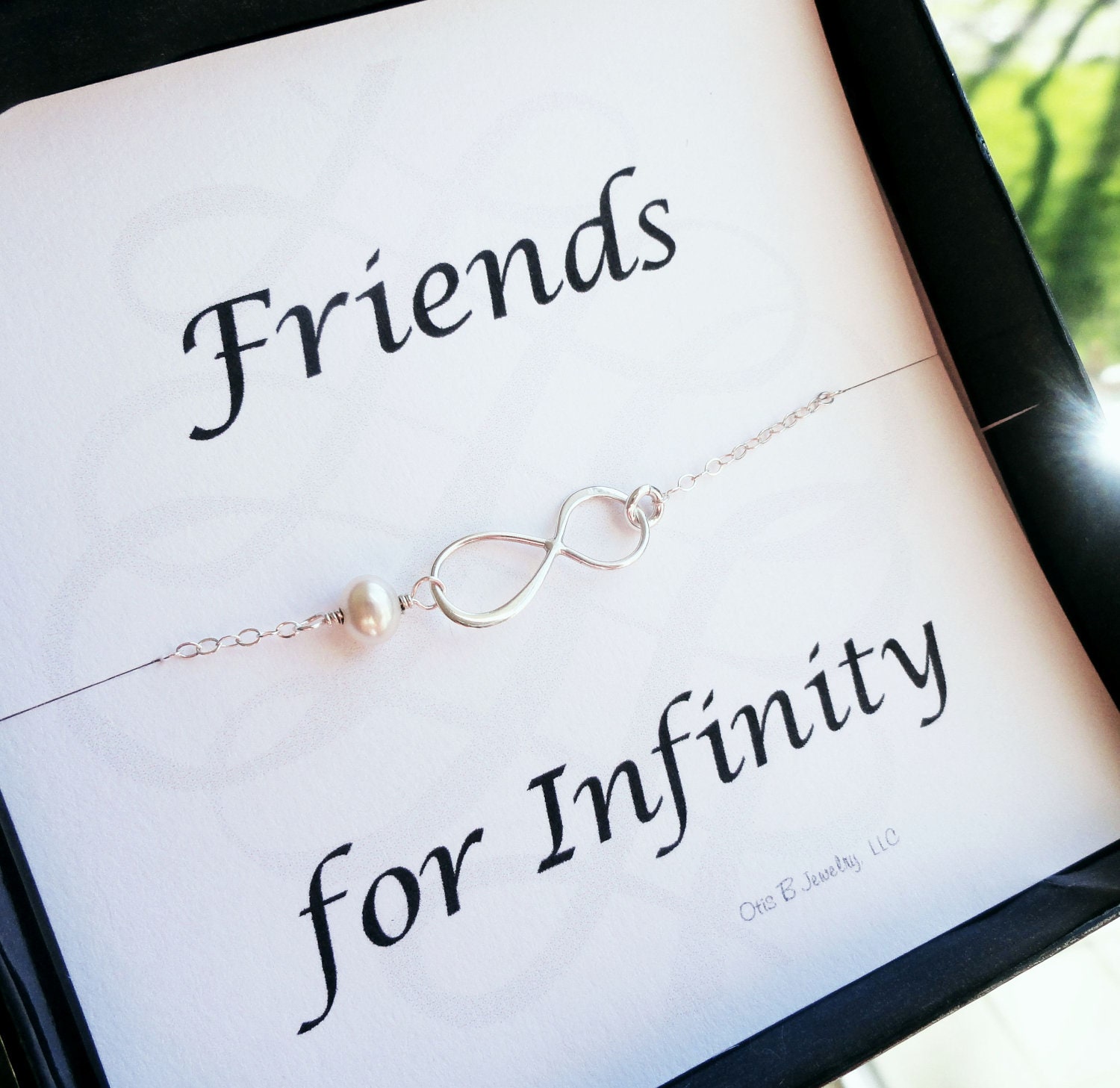 Bridesmaid gifts set of SIX Friendship necklaces, silver infinity and pearl necklaces with cards, boxed gift sets