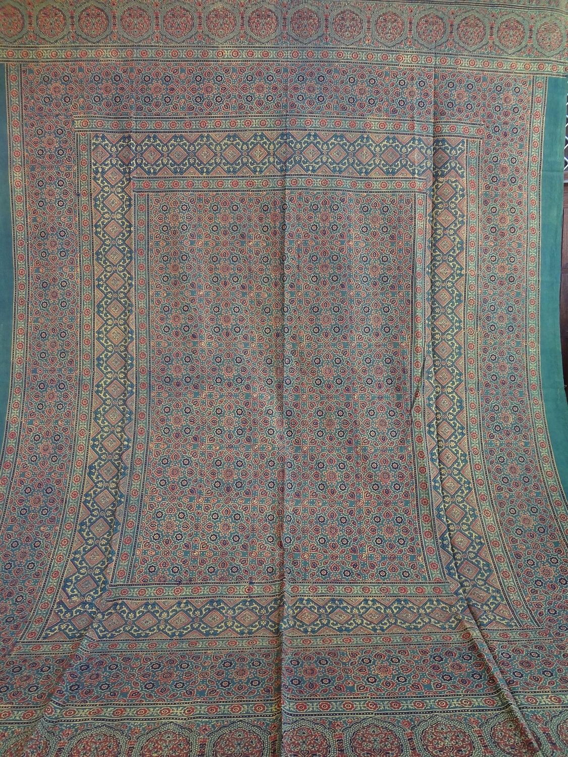 ajrakh throws/ block printed ajrakh/ ajrakh print/  indigo block print