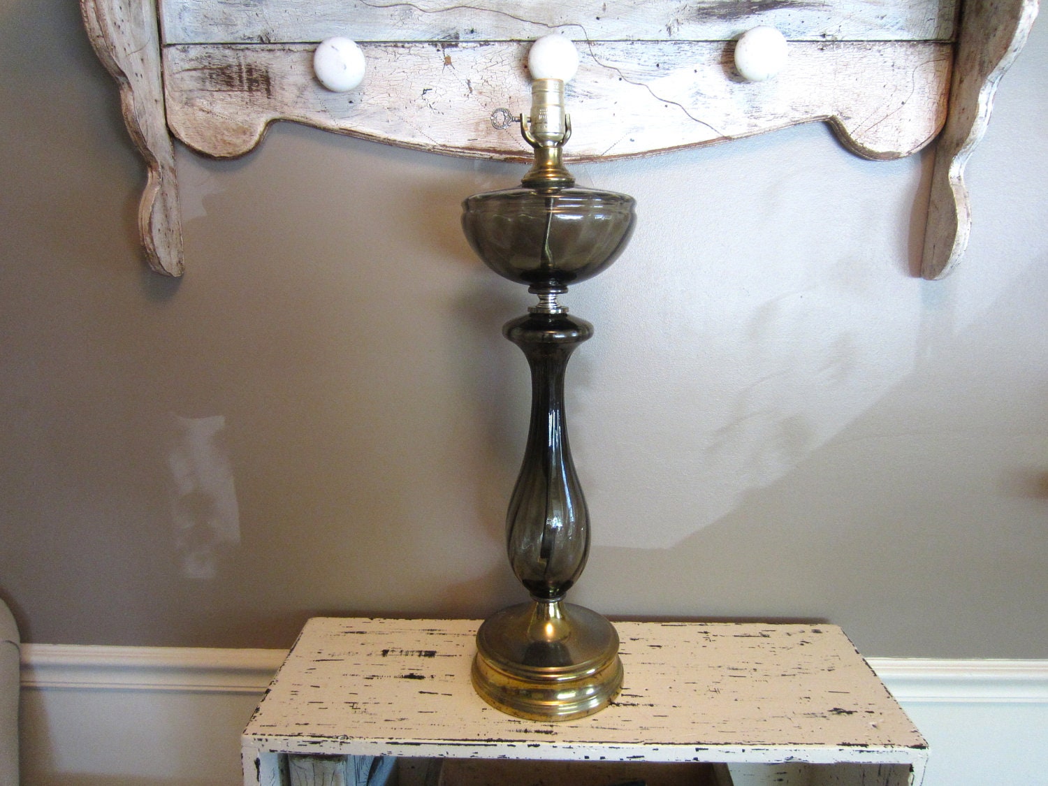 Empoli Lamp Murano Glass Lamp Smoke Tall Blown Glass Lamp