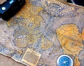 Vintage Map of the Universe - Nova et Integra Universi Orbis Descriptio 1531- Reproduction - Epoque Map -Vintage Old Style Paper