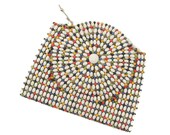 Vintage 1940's Rainbow Summer Beaded Art Deco Clutch Purse Bag