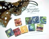 Prayer Tree Series Glass Handmade Fridge Magnets Set of 9