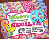 Tie Dye Invitation- Printable Tie dye and peace Birthday Invitation PDF/JPEG