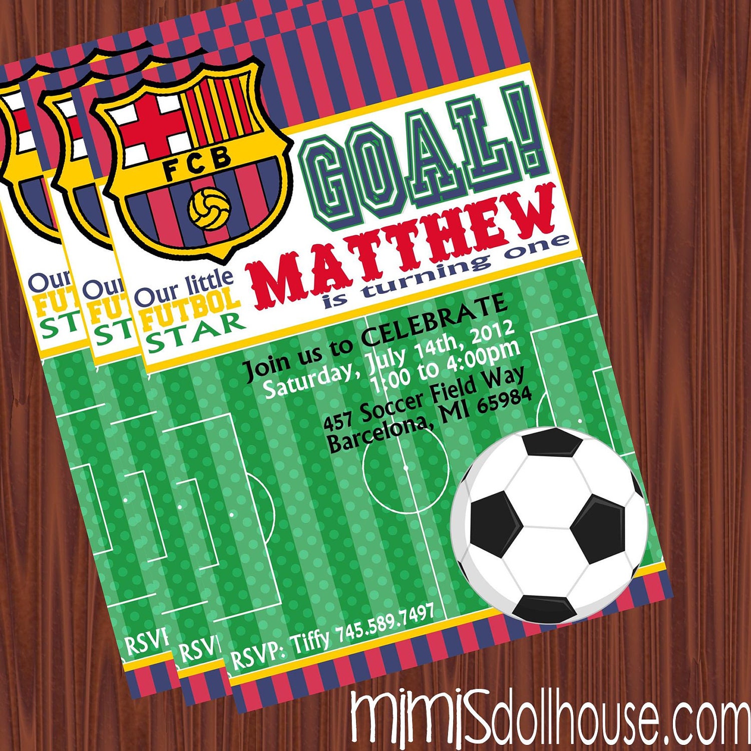 Barcelona Futbol Invitation- Soccer Printable Invitation- Birthday Invitation- JPEG/PDF Il_570xn