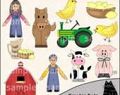 Country Living - Clipart and Graphic Set, Farm Clipart, Country Clipart, Animal Clipart - Digital Scrapbooking Kit