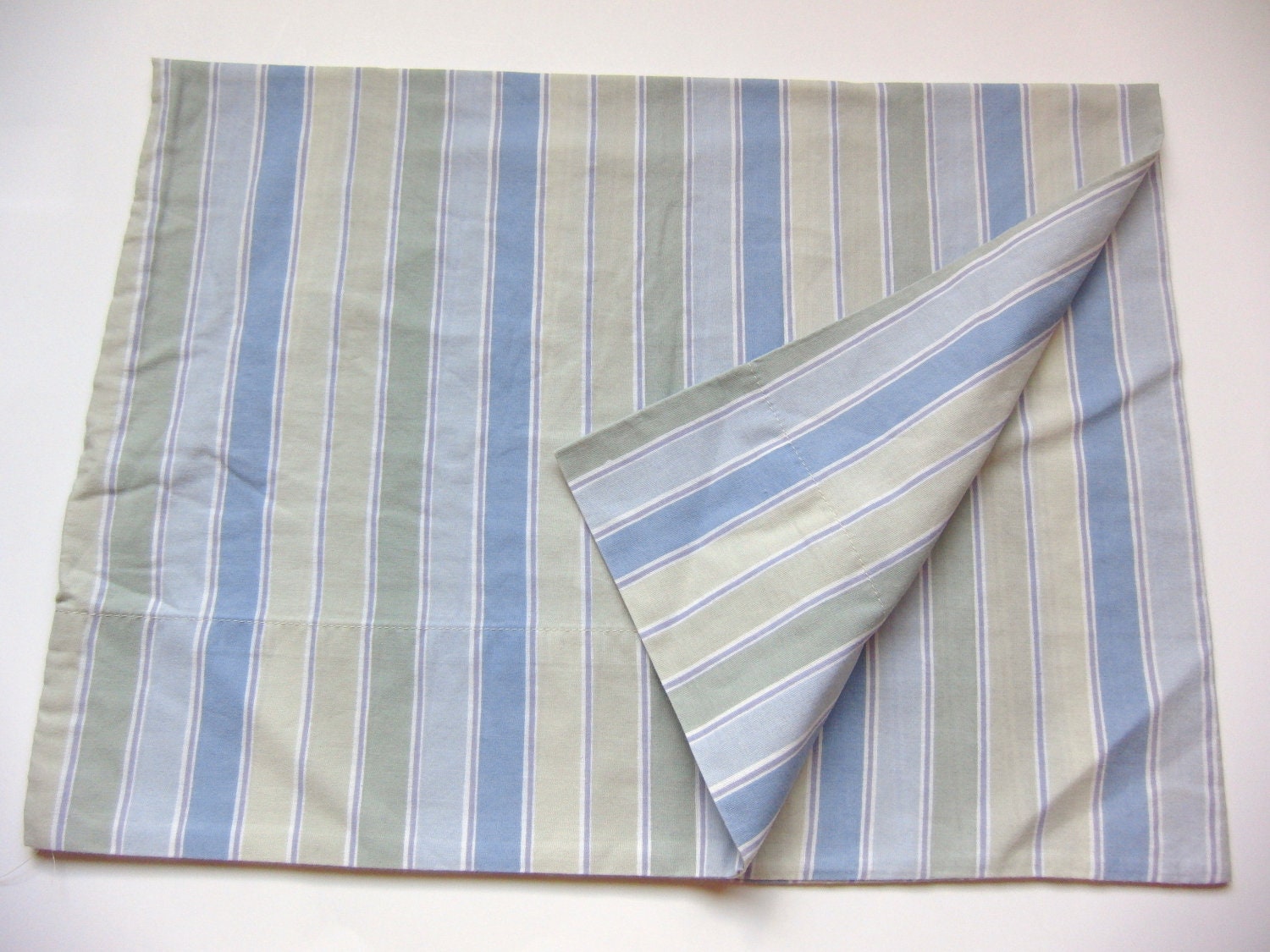 Vintage Standard Pillowcase - Stripes of Blue and Green