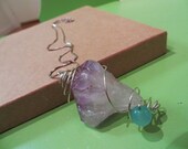 14kt White Gold Chain Amethyst & Chalcedony Necklace