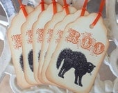SALE- Boo Cat Tags- Halloween Tags- Set of 6
