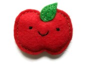 Happy, Juicy red Apple -- Kawaii -- Fridge magnet -- Felt