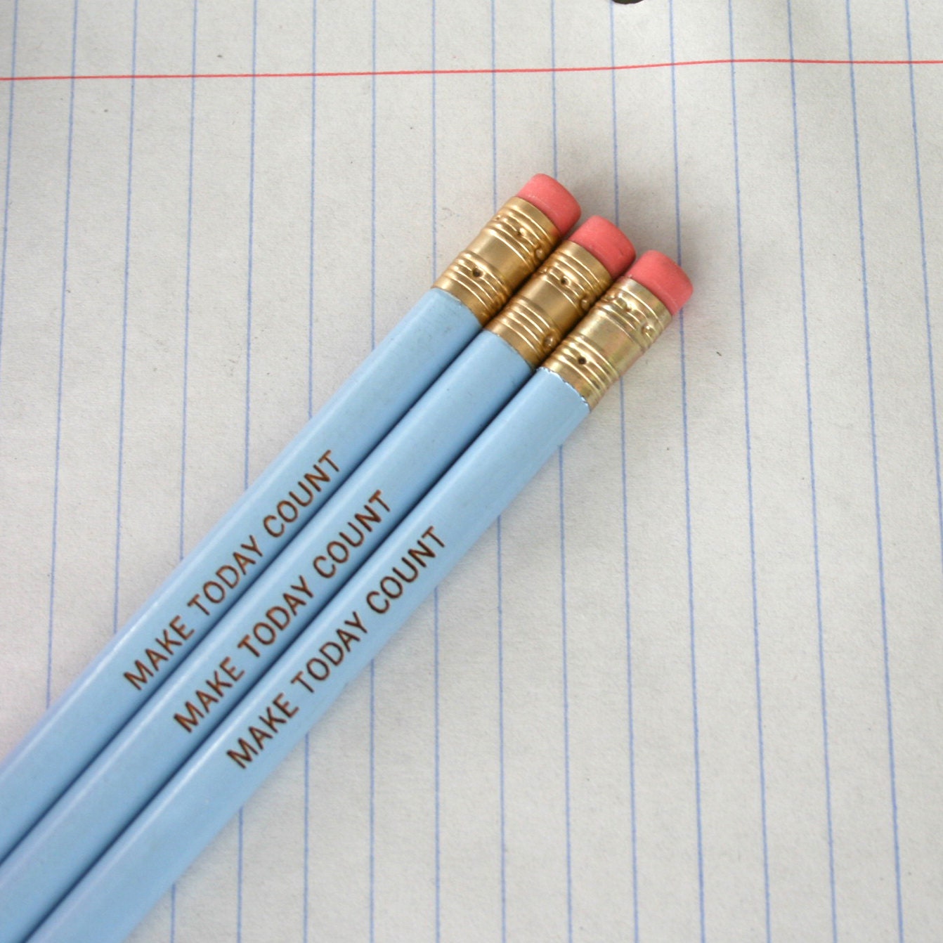 make today count. 3 three baby blue pencils. because inspiration is everywhere, starting with this pencil.