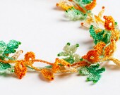 Crochet Pattern Golden Fall Leaves Necklace with Beads PDF Instant Download