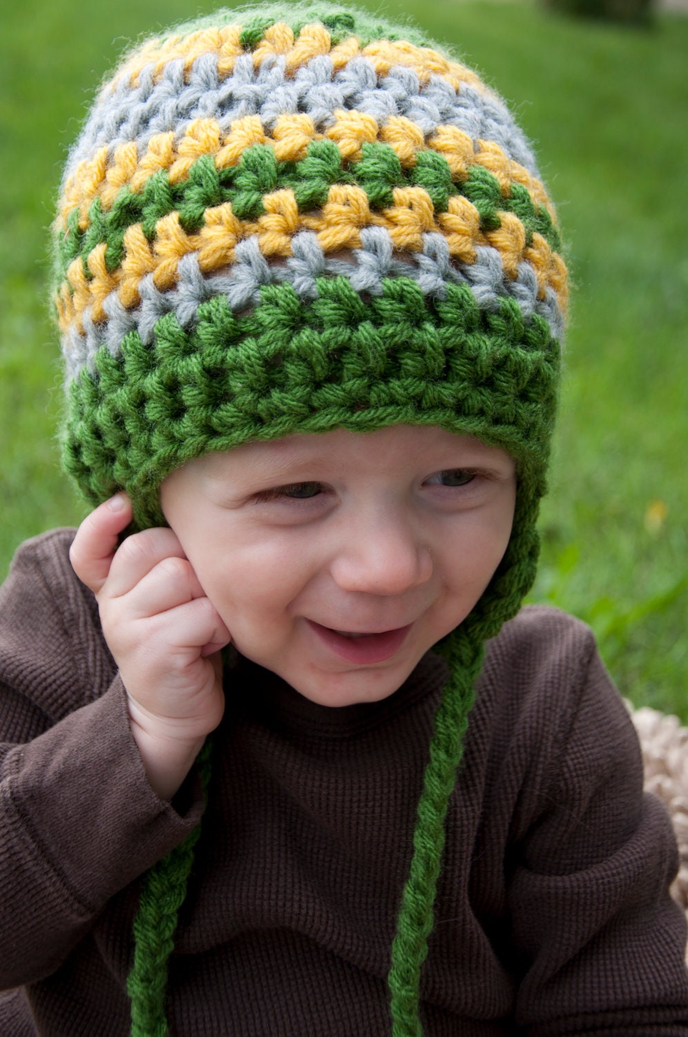 Size 12 month baby boy's hat with earflaps