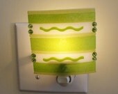 Iridescent Fused Glass Night Light  - Green Night Light Home Decor Housewares Lighting