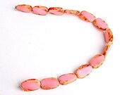 oval beads glass flat czech blush pink picasso Preciosa