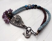 Life is a Rose - handmade bracelet, rose bracelet, beaded bracelet, heart bracelet, heart jewellery, blue bracelet