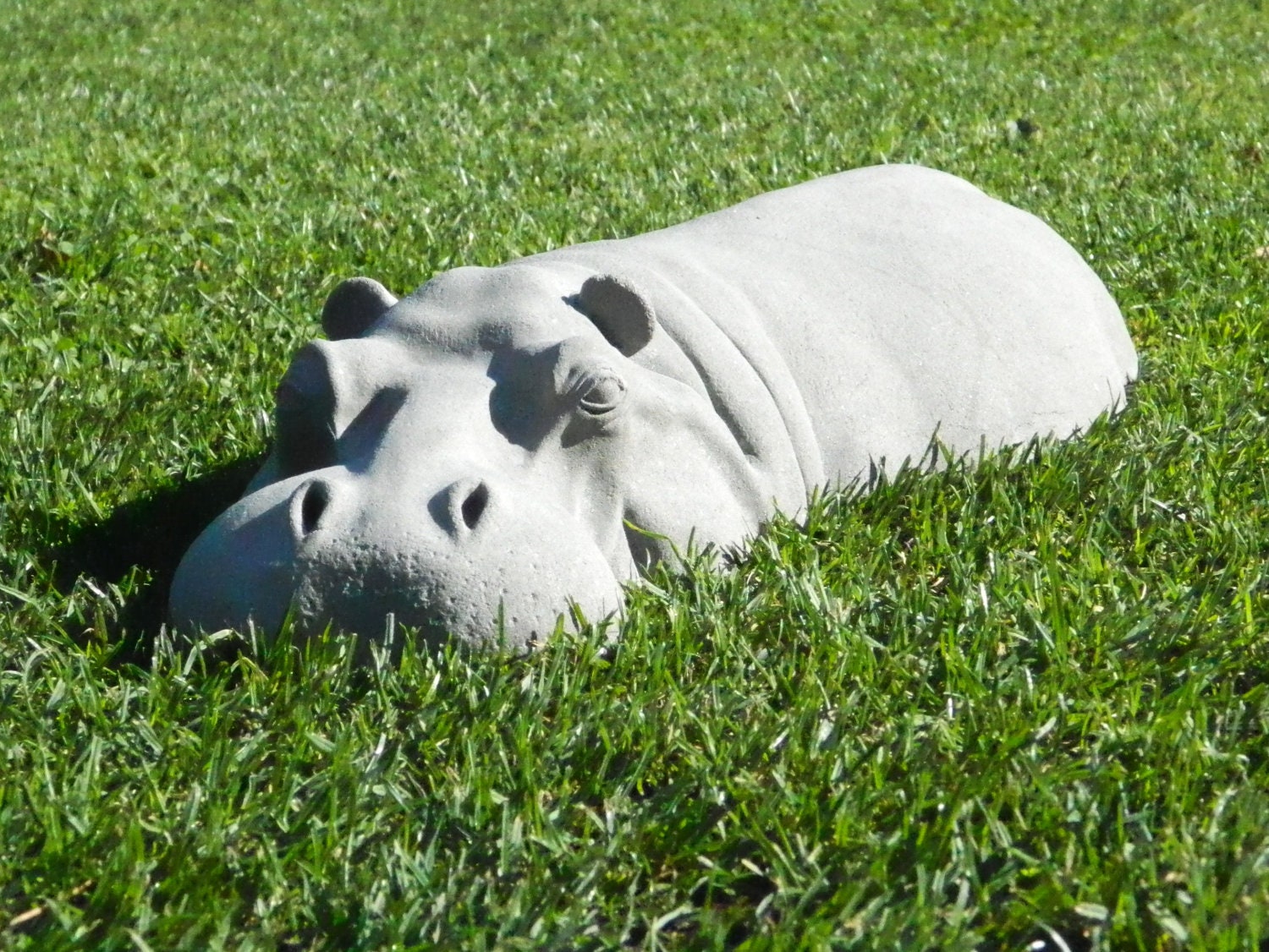 Hippo, Garden Ornament, Hippopotamus Sculpture 17" Long, mothers day gift