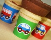 INSTANT DOWNLOAD printable Little CARS trucks colorful ice cream cone wrappers wraps labels digital file piy diy flat bottom