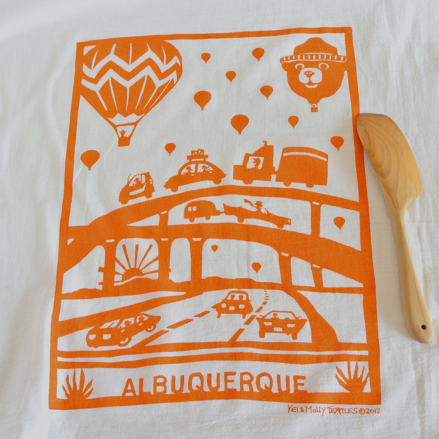 Flour Sack Dish Towel - Balloons: Orange or Turquoise