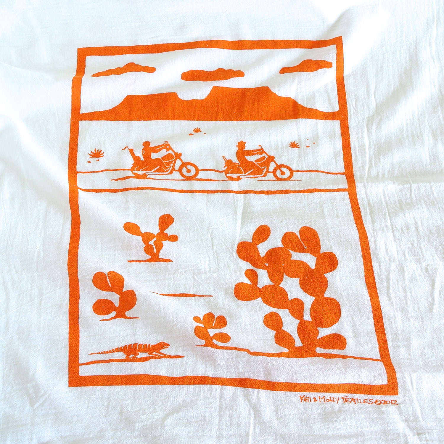 Flour Sack Dish Towel - Motorcycles: Orange or Steel Blue