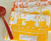 Flour Sack Dish Towel - Kitchen: Yellow, Orange or Steel Blue