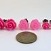 Mod Earring Trio Fire Engine Red, Glossy White, & Jet Black Roses Titanium Post Stud Earrings Hypoallergenic Sensitive Skin Jewelry