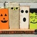 Primitive Halloween decoration with wooden monsters pumpkin ghost Frankenstein and ghoul happy halloween