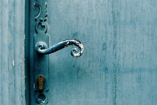 French dusk blue secret door turquoise teal shabby - So blue - analog fine art print 8 x 12 inches