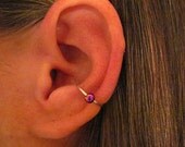 No Piercing "Conch Rainbow Captive Ball" Ear Cuff Handmade Silver Tone Wire Cartilage