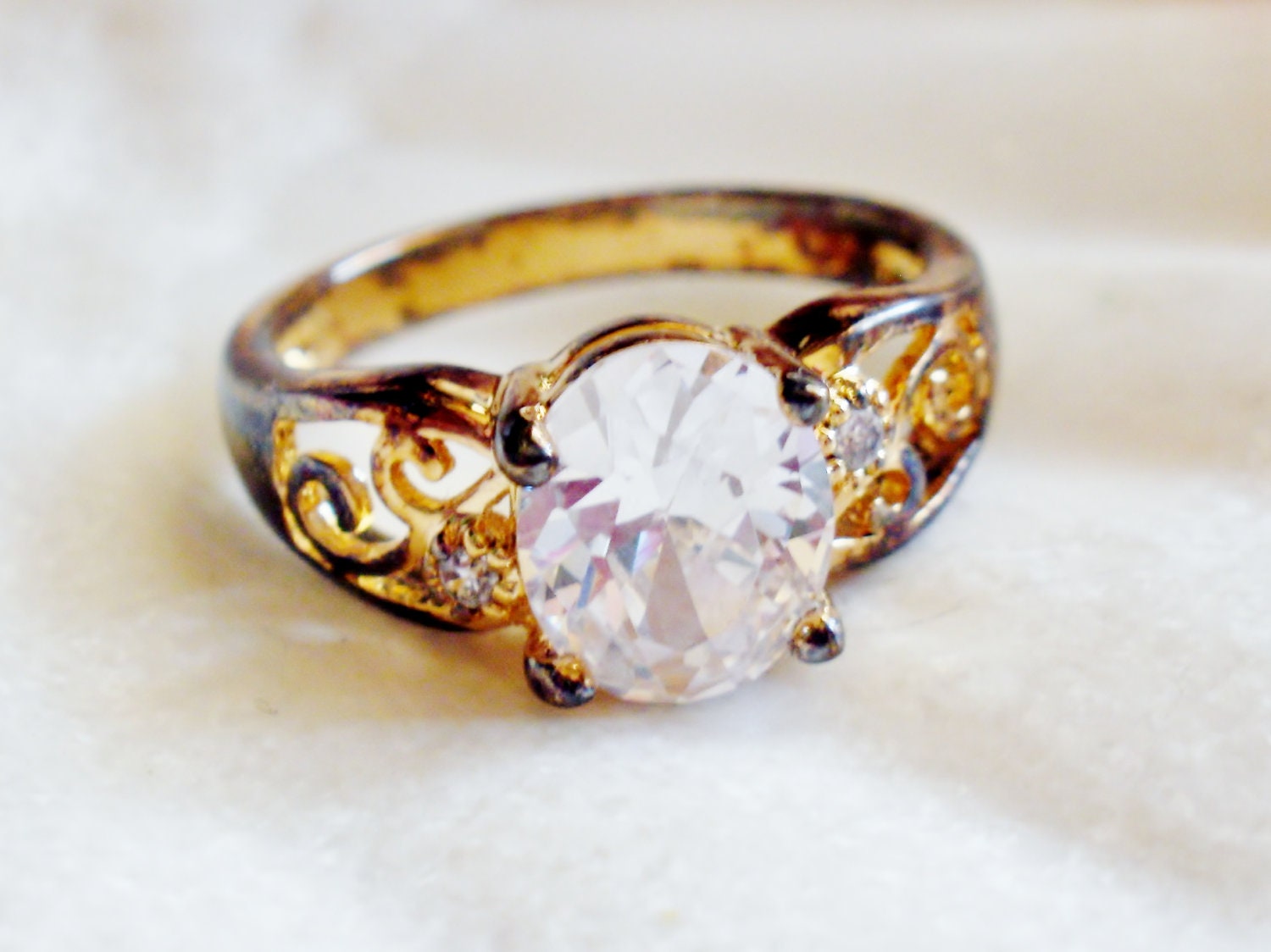 Faux Diamond Engagement Rings on Faux Diamond Engagement Ring Size 10 By Lilbooker On Etsy