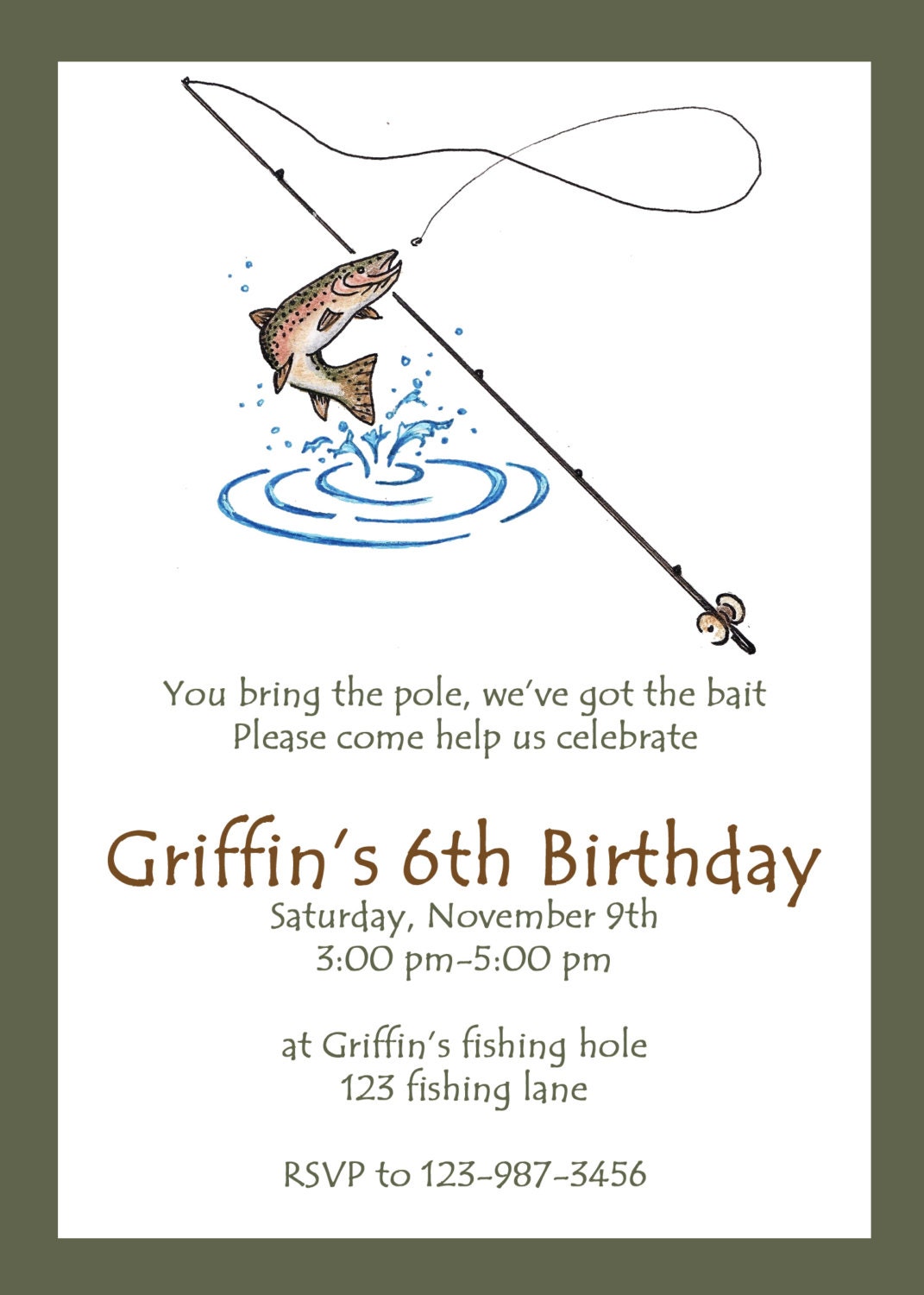 Printable Fishing Party Invitation. Custom Fishing Invitation Il_170x135