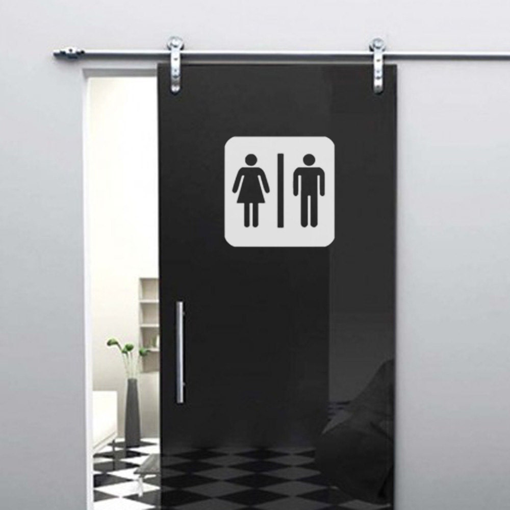 Wall Decals - Unisex Bathroom Sign - Stick Figure Stickers - His and Hers Bathroom Sign -  Many Color Choices