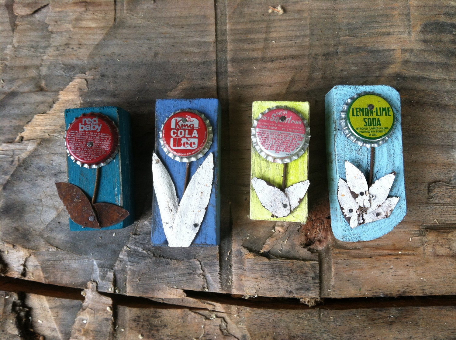 Lemon Lime Flower Magnet- upcycled magnet
