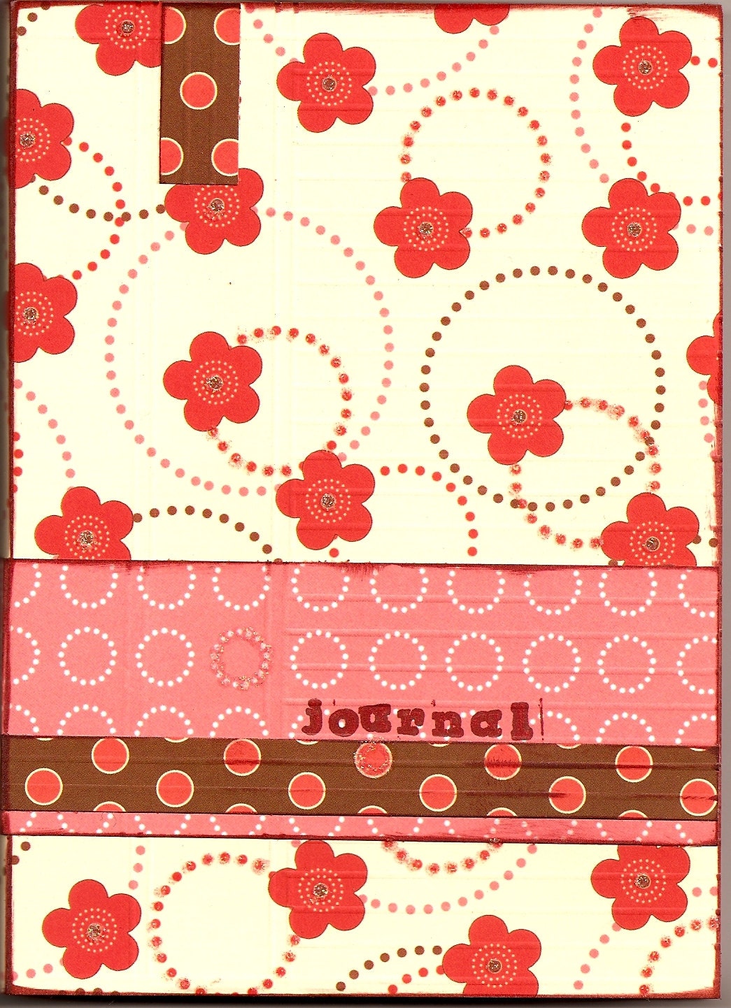 Little Girl Journal:  Red Flowers and Circles  5x7 Journal