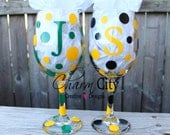 Personalized Green Bay Packers Themed Wine Glass