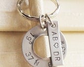 Custom Coordinates Latitude Longitude Keychain Personalized Location Long Distance Love Going Away Gift Initials Stainless Steel Keychain