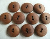 Ten Walnut Wood Buttons 3/4 Inch