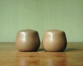 Heath Ceramics Coupe Salt And Pepper Shakers In Nutmeg And Sandalwood - Set Of Mid Century Heath Salt And Pepper Shakers