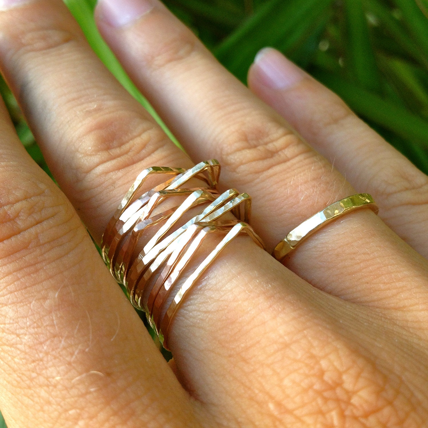 Teardrop Stackable Rings in Gold-filled, Rose Gold-filled, and Sterling Silver