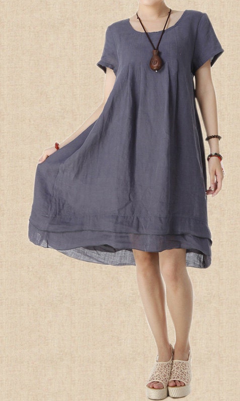 Women Summer Linen asymmetrical Maxi Dress