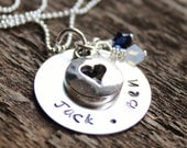 Personalized Mommy Necklace Hand Stamped Open Heart Family Jewelry