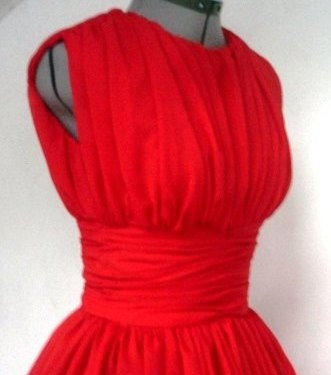 Elegant Red chiffon 50s Dress Customize