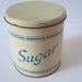 Vintage Sugar Canister, Yellow and Blue Tin