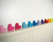 Felt Heart ornaments - Home decor - Valentine gift - Wedding favors - set of 12