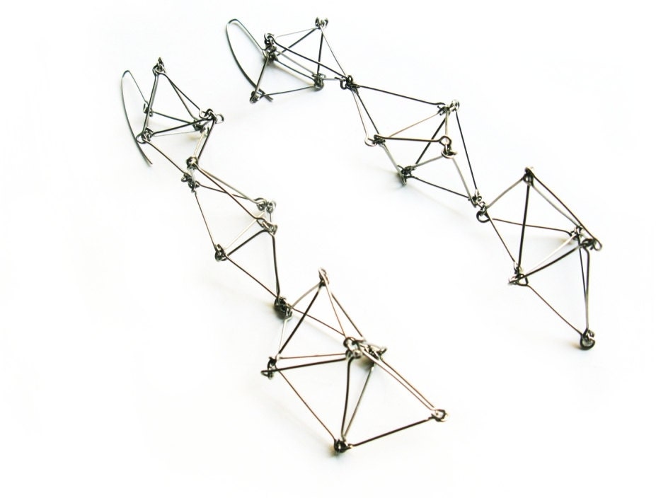 Extra long geometric stainless steel  statement  earrings Futuristika