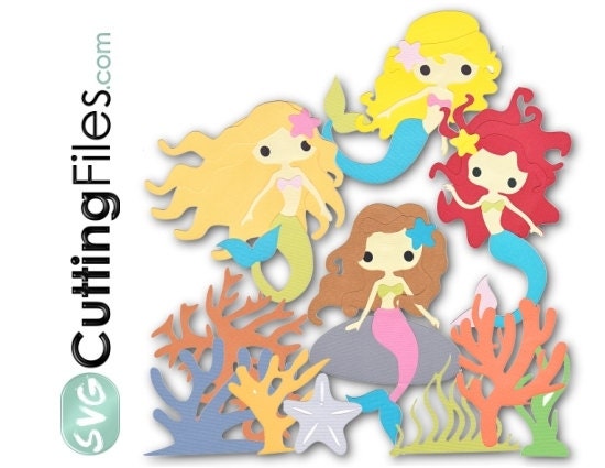 SVG mermaids, ocean, coral, kelp, sand dollar, beach svg cut file for cricut and home cutting machins