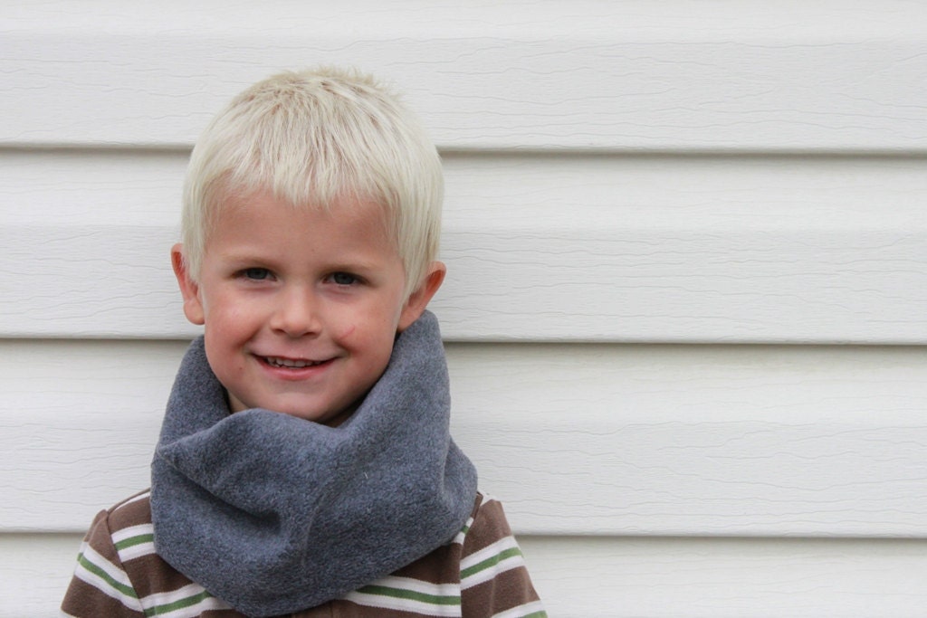 Kids Cowl Scarf. Titanium Gray Polar Fleece Scarf for Children.  Spring Fashion. Warm and Cozy Loop Scarf. Grey. Boy. Girl. Unisex