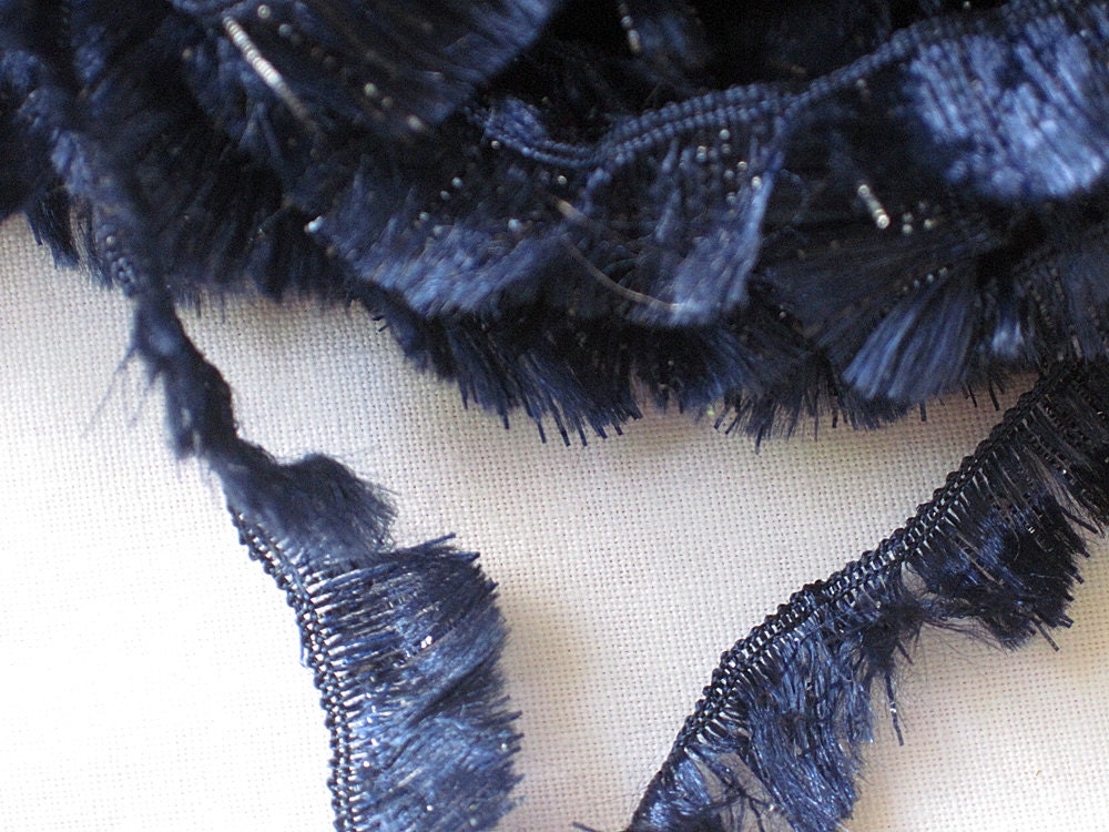 6 metres midnight blue eyelash yarn with sparkle and shimmer - textile art, creative embroidery, couching, weaving, textiles embellisher