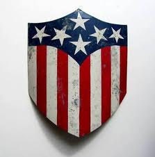 USA American Captain America 24 inch flag shield  hand made metal vintagacated