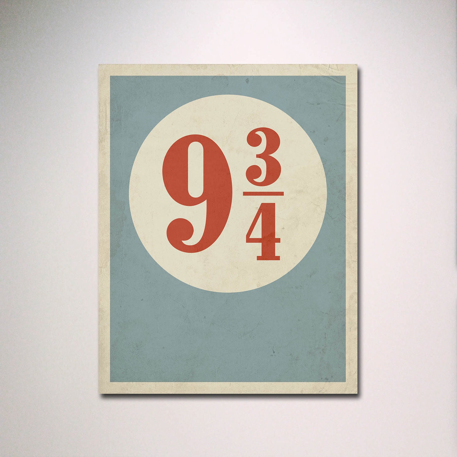 Minimalist Poster / Platform 9 3/4 with Distressed Effect 11" x 14" Print / Wall Art / Typography